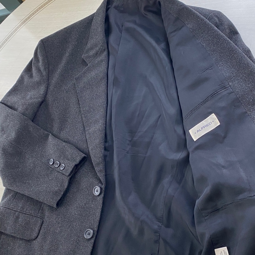 ALFRED Wool Charcoal Gray Blazer viscose blend lightweight business office
